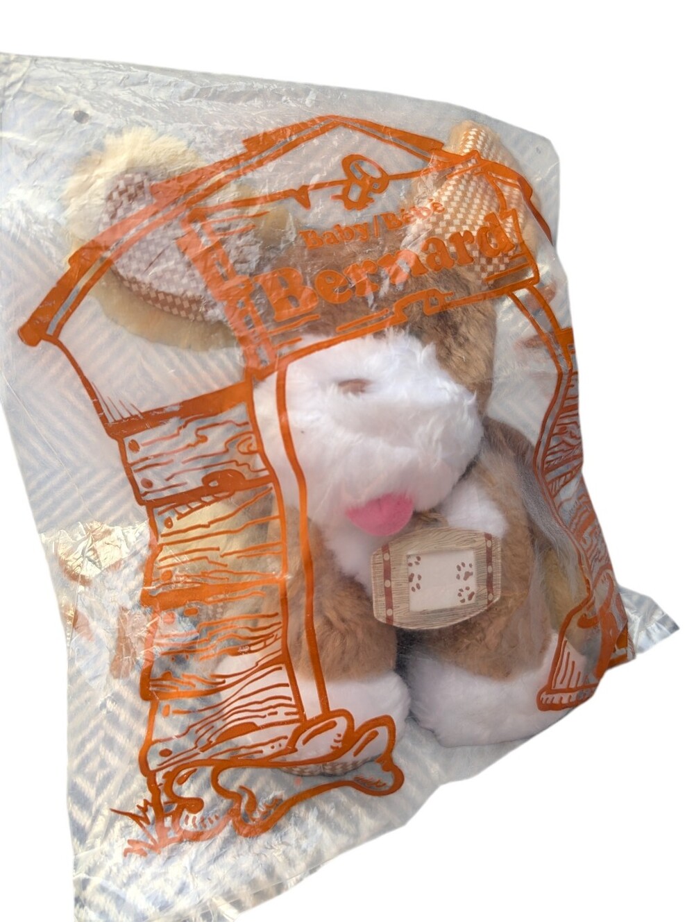 Vintage 90s Avon Saint Bernard Puppy Plush Stuffed Animal - New In Sealed Bag